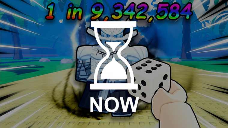 Anime Dice event art with an hourglass marked NOW over a rolled unit